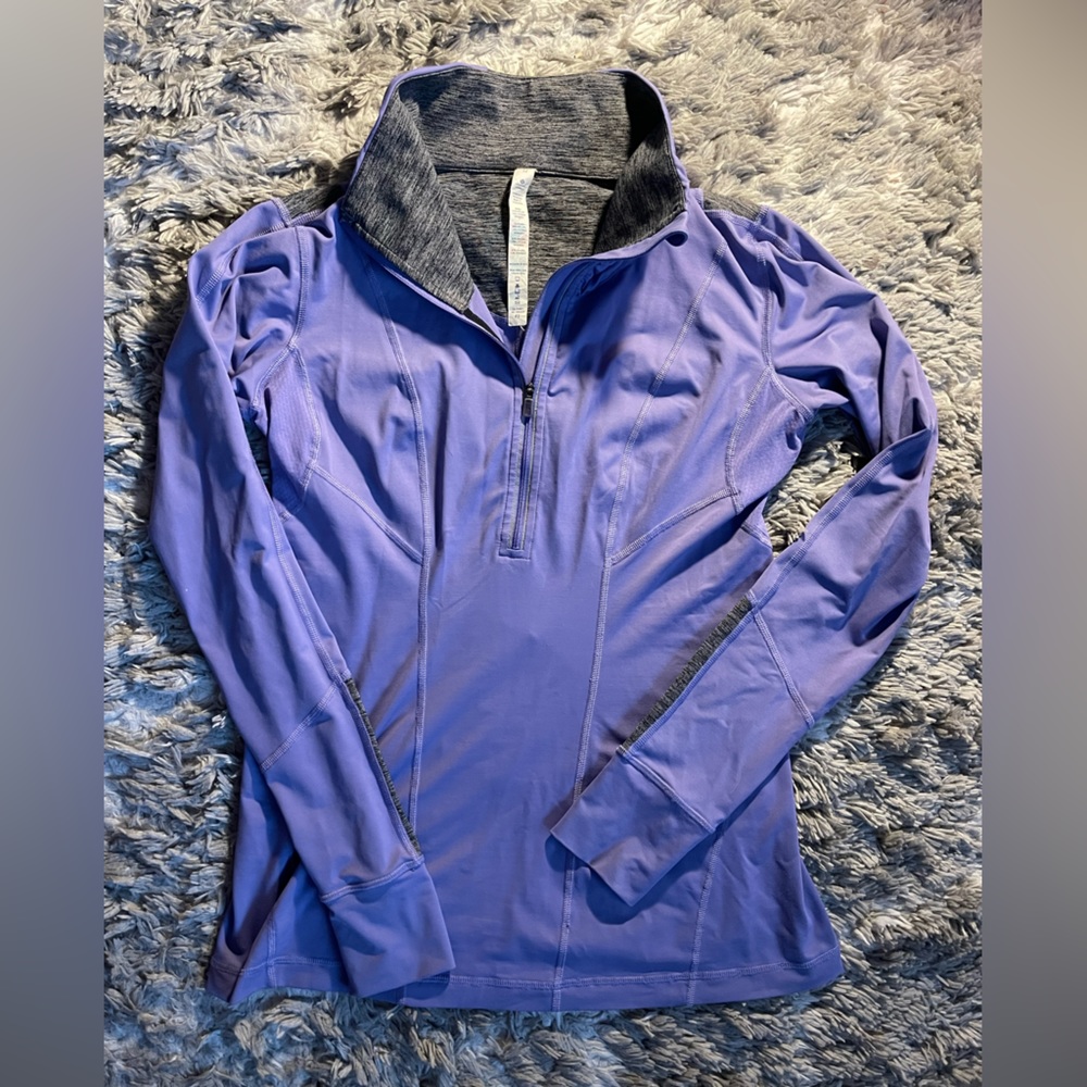 Lululemon Purple and Gray 1/4 Zip Pullover sweater jacket women’s size 12